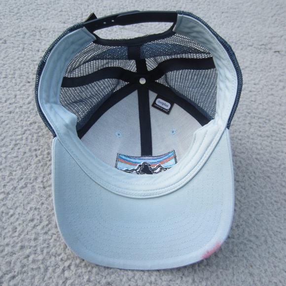 Patagonia Trucker Hat Unisex one size Mesh White Blue Adjustable SnapBack hikin - Picture 11 of 13